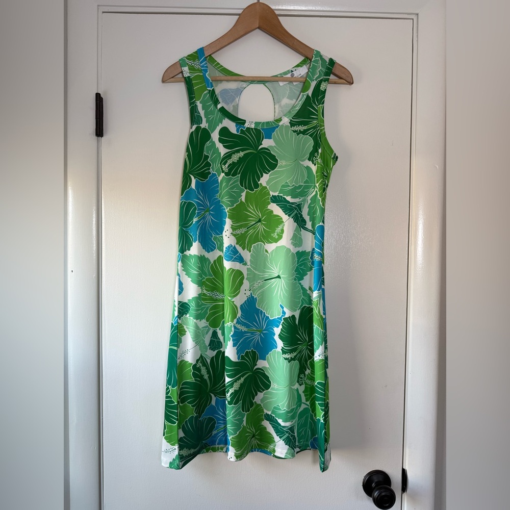 Jean Pierre Klifa Stretch Jersey Floral Tank Dress Preppy Tennis Golf Athleisure